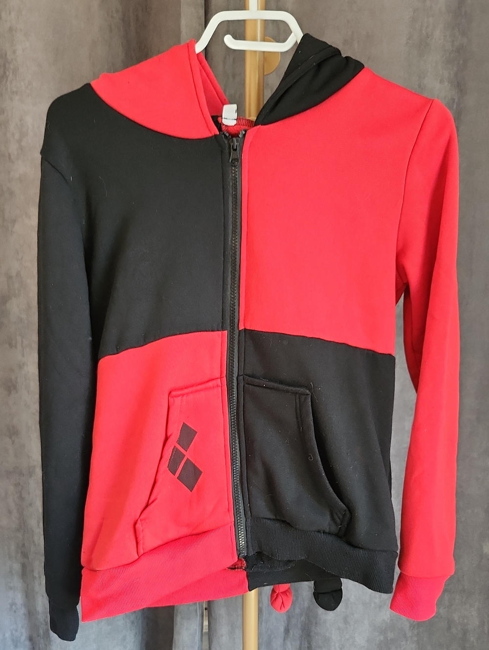 Unbranded Kids' Red & Black Colorblock Zip Hoodie